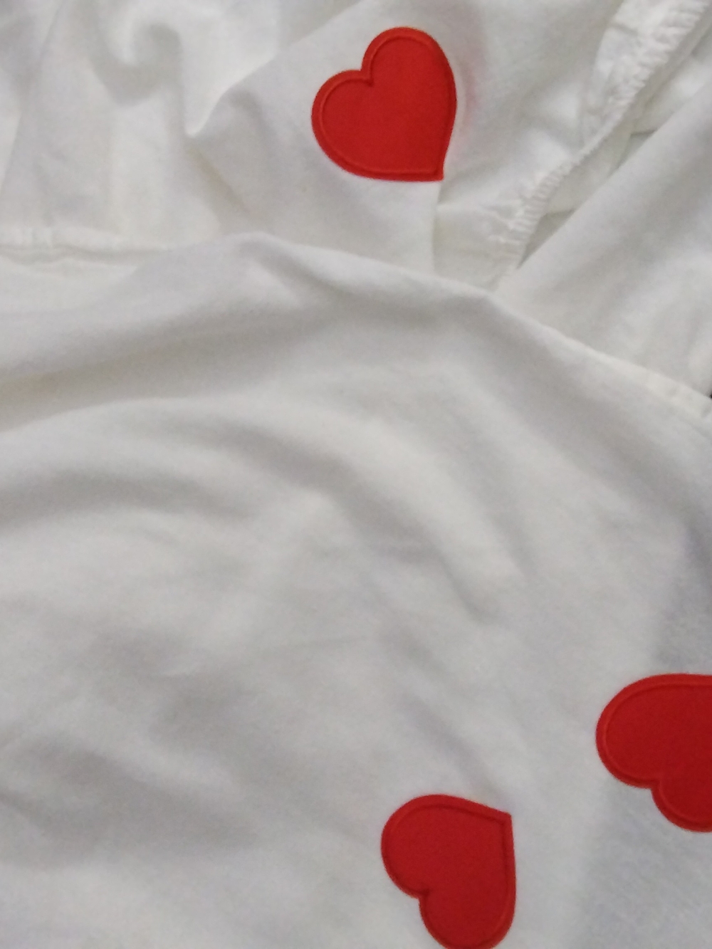 IKEA Off White, Like Coffee Cream Twin Fitted Sheet Red Hearts Appliqués